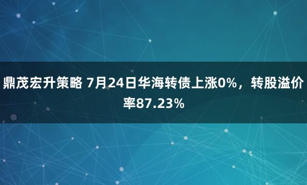 鼎茂宏升策略 7月24日华海转债上涨0%，转股溢价率87.23%